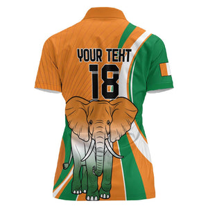 Custom Ivory Coast Football Women Polo Shirt Les Elephants Spirit LT18