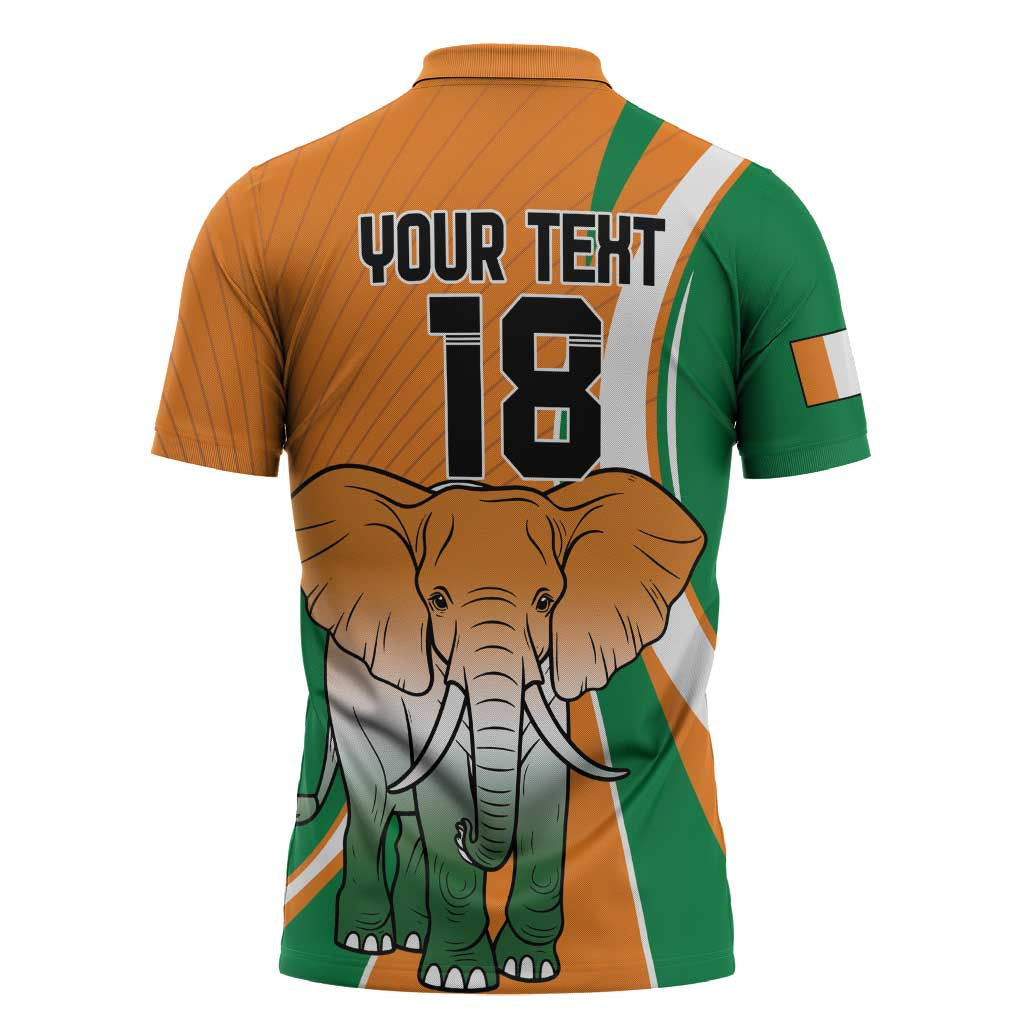 Custom Ivory Coast Football Zipper Polo Shirt Les Elephants Spirit - African Pride