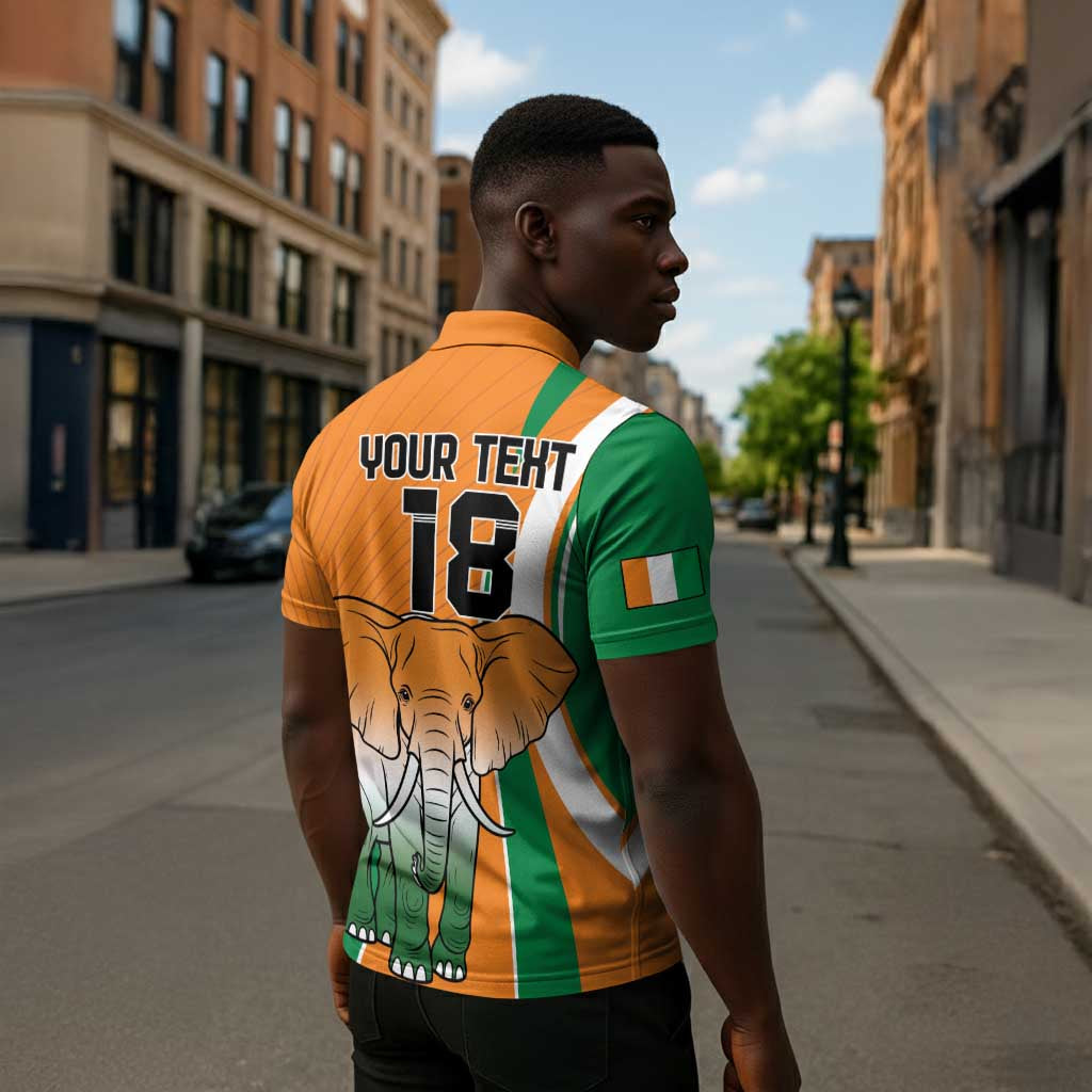 Custom Ivory Coast Football Zipper Polo Shirt Les Elephants Spirit - African Pride