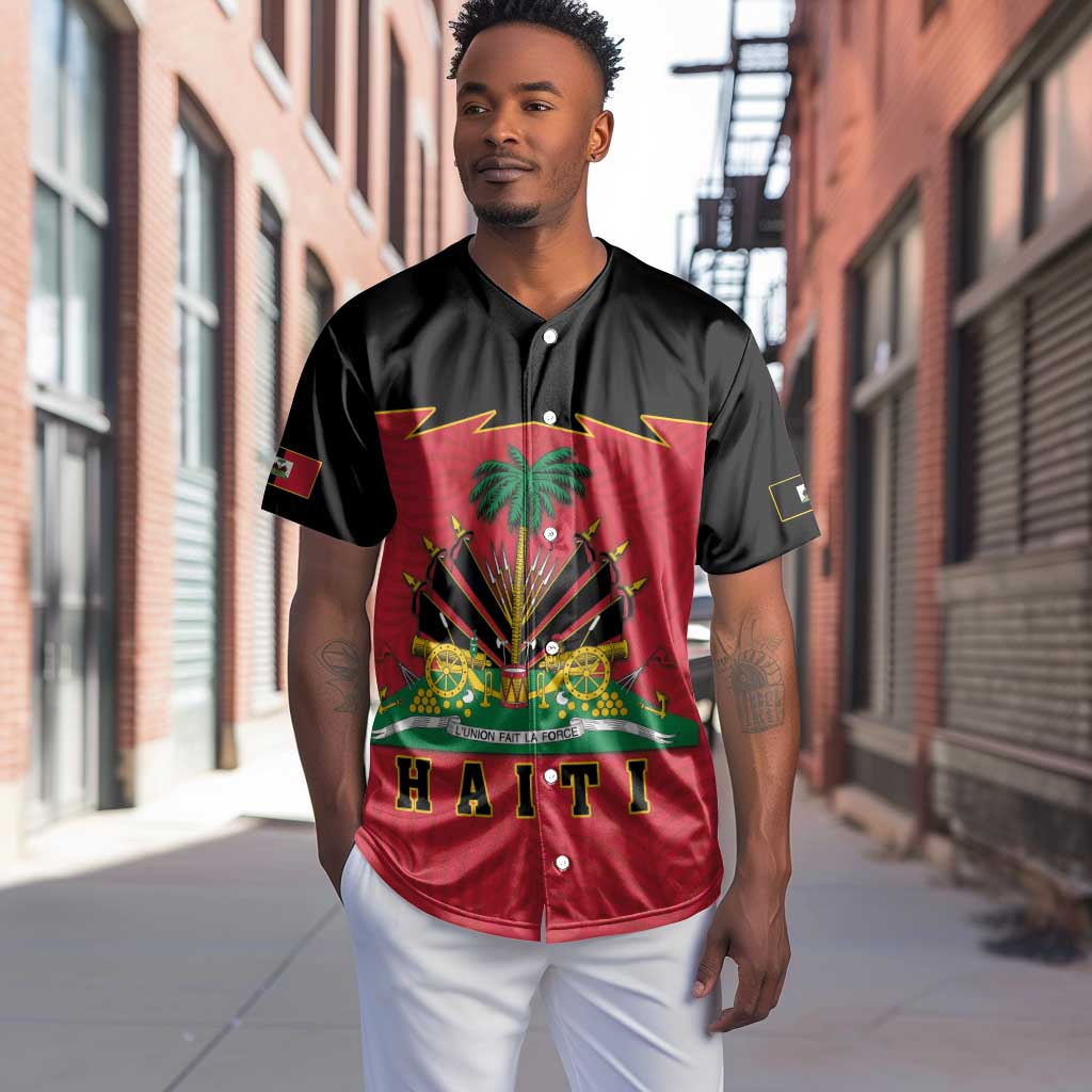 Personalized Afro-Haitians 1964 Baseball Jersey Coat Of Arms Flag Style - African Pride