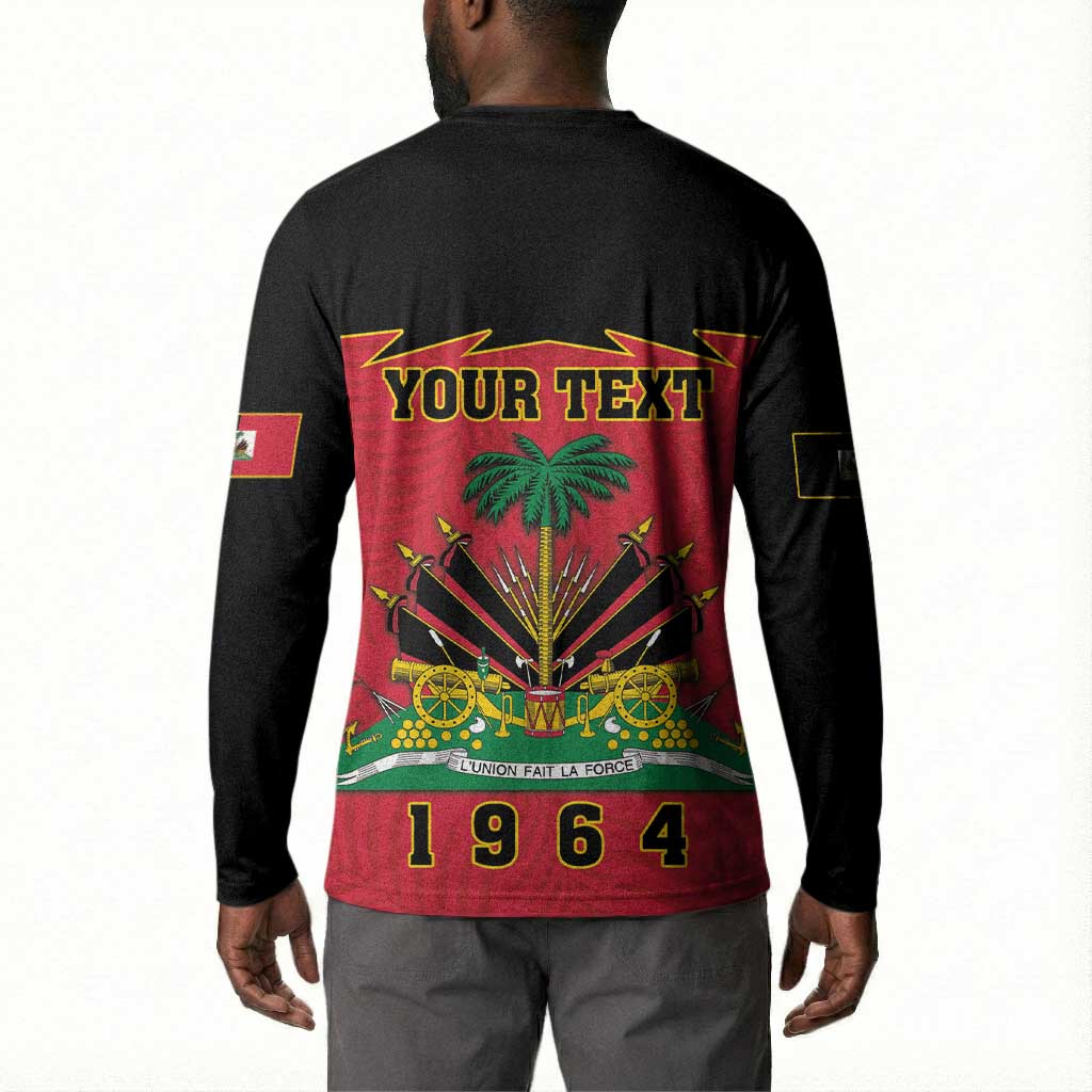 Personalized Afro-Haitians 1964 Button Sweatshirt Coat Of Arms Flag Style