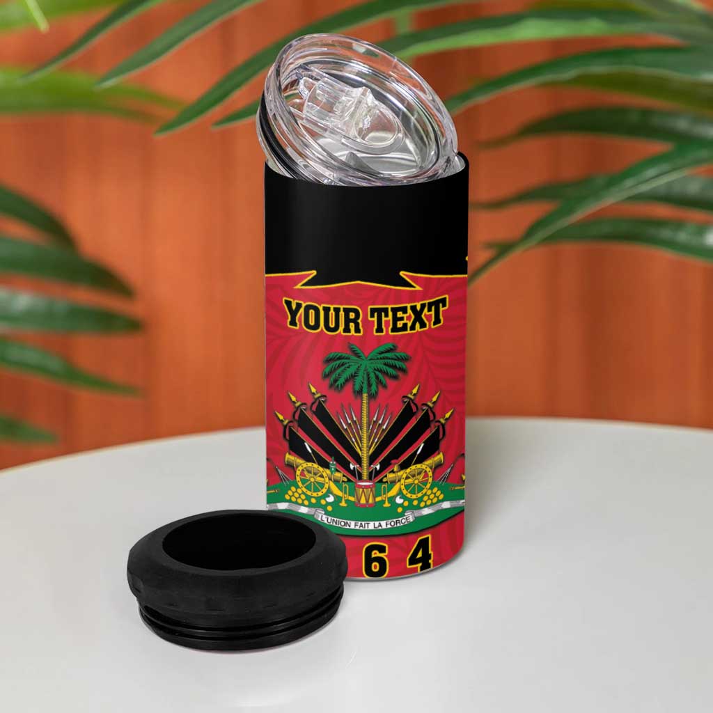 Personalized Afro-Haitians 1964 4 in 1 Can Cooler Tumbler Coat Of Arms Flag Style - African Pride