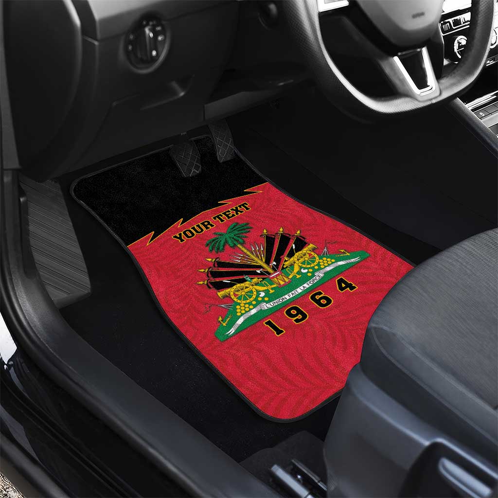 Personalized Afro-Haitians 1964 Car Mats Coat Of Arms Flag Style - African Pride