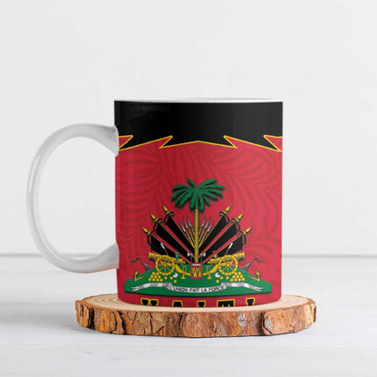 Personalized Afro-Haitians 1964 Ceramic Mug Coat Of Arms Flag Style