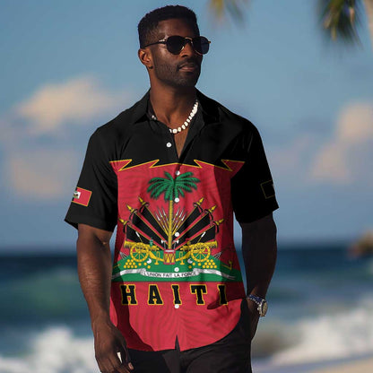 Personalized Afro-Haitians 1964 Hawaiian Shirt Coat Of Arms Flag Style - African Pride