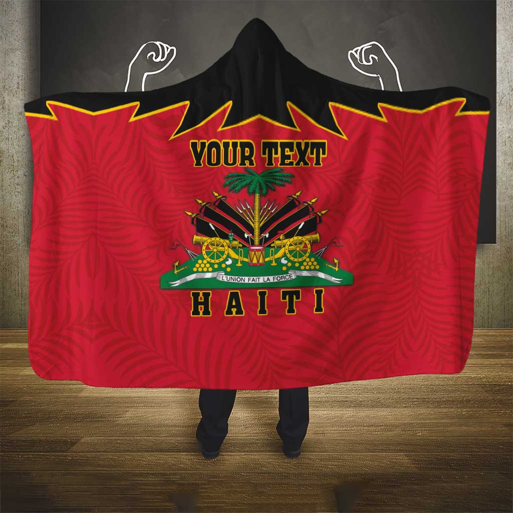 Personalized Afro-Haitians 1964 Hooded Blanket Coat Of Arms Flag Style - African Pride