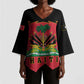 Personalized Afro-Haitians 1964 Kimono Sleeve Blouse Coat Of Arms Flag Style