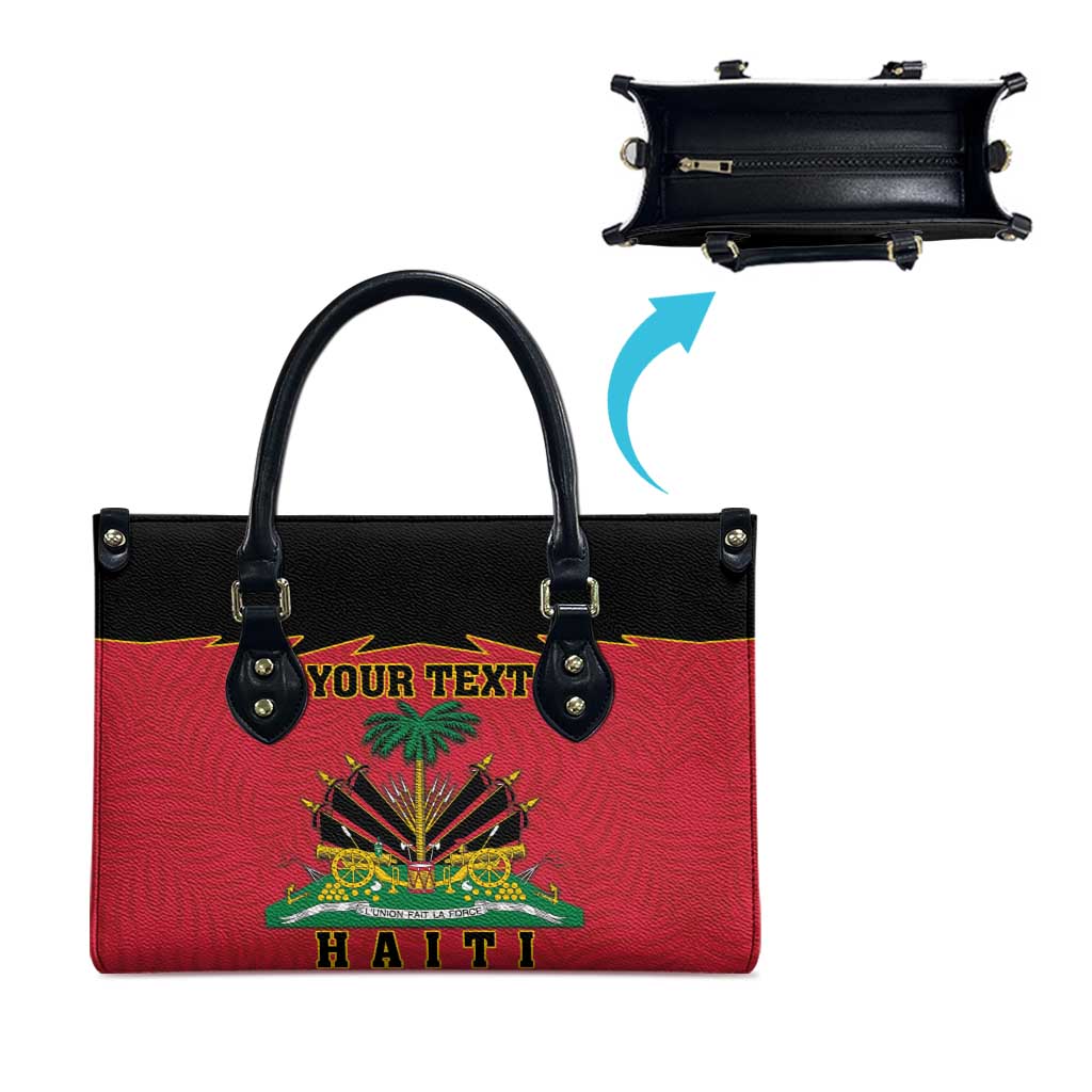 Personalized Afro-Haitians 1964 Leather Bag Coat Of Arms Flag Style