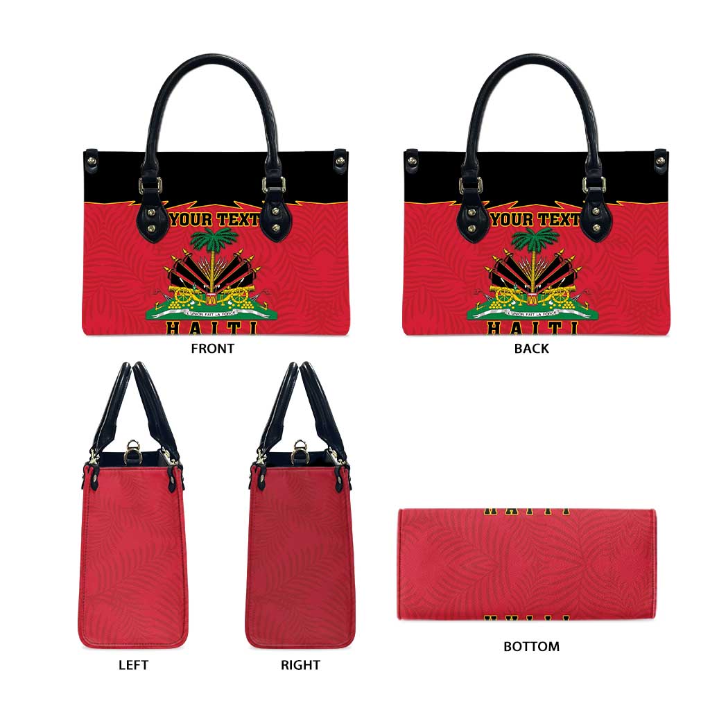 Personalized Afro-Haitians 1964 Leather Bag Coat Of Arms Flag Style