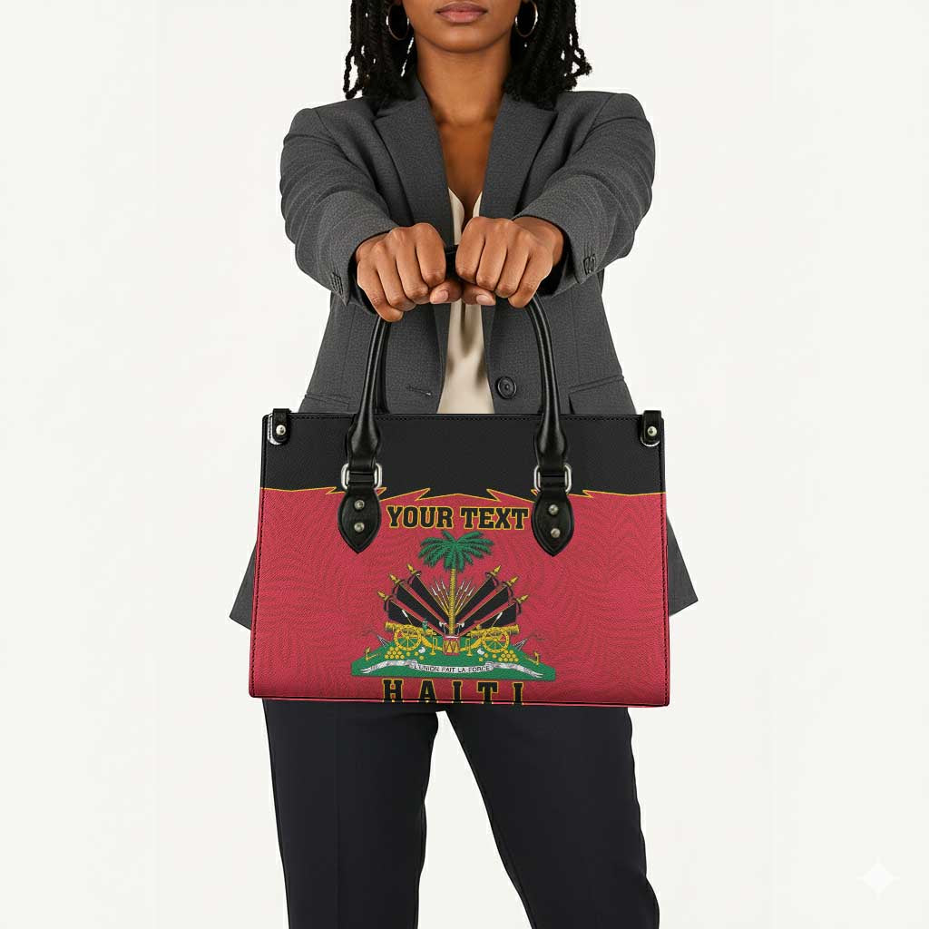 Personalized Afro-Haitians 1964 Leather Bag Coat Of Arms Flag Style