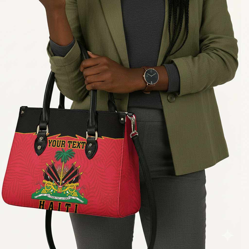 Personalized Afro-Haitians 1964 Leather Bag Coat Of Arms Flag Style