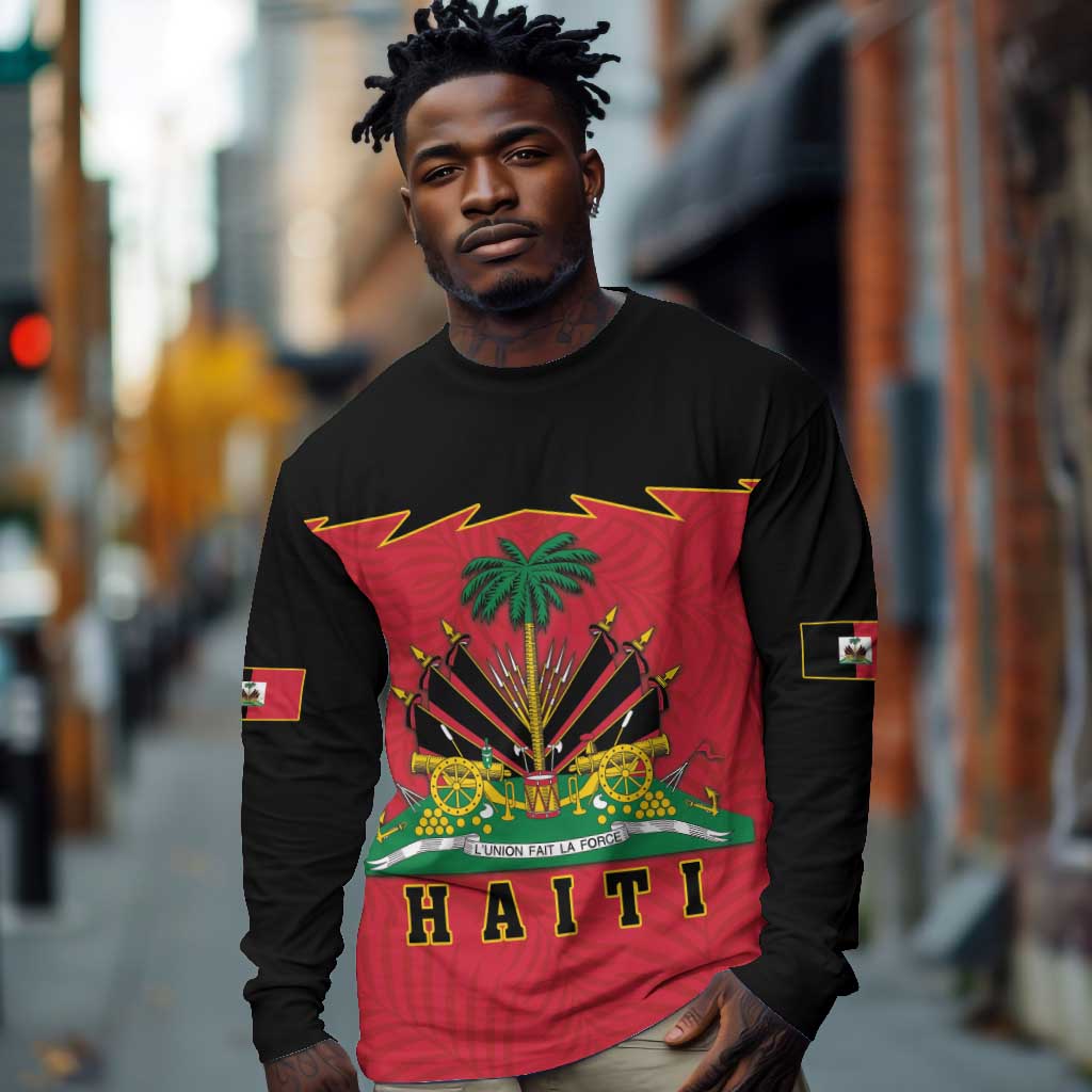 Personalized Afro-Haitians 1964 Long Sleeve Shirt Coat Of Arms Flag Style - African Pride