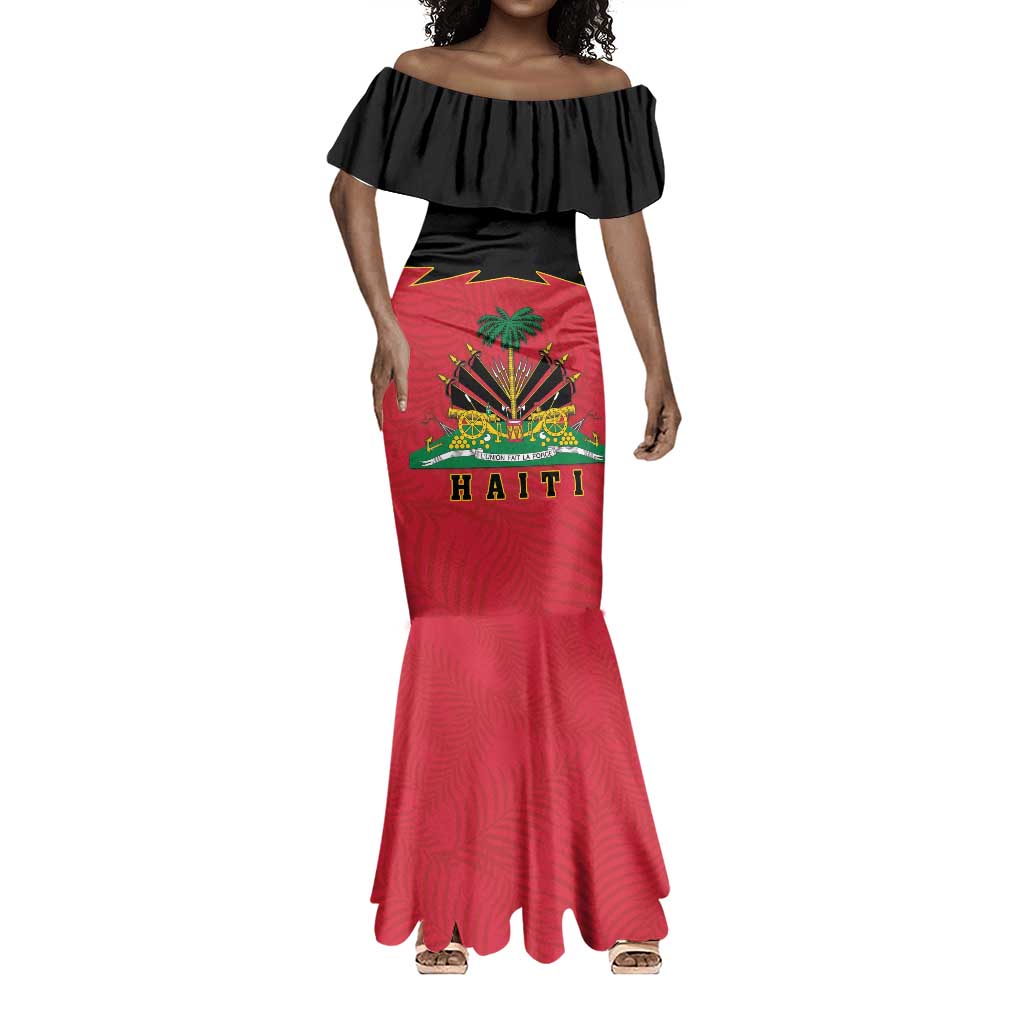 Personalized Afro-Haitians 1964 Mermaid Dress Coat Of Arms Flag Style - African Pride