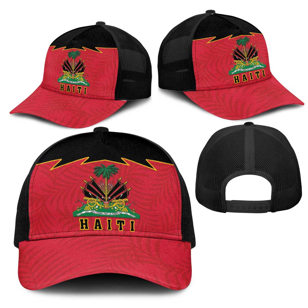 Afro-Haitians 1964 Mesh Trucker Cap Coat Of Arms Flag Style - African Pride