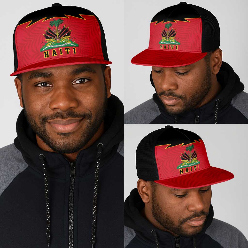 Afro-Haitians 1964 Mesh Trucker Cap Coat Of Arms Flag Style - African Pride