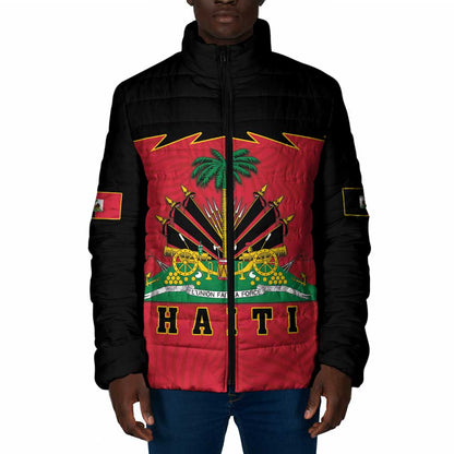 Personalized Afro-Haitians 1964 Padded Jacket Coat Of Arms Flag Style