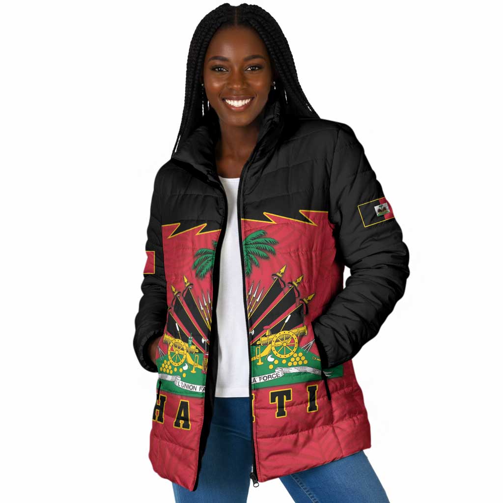 Personalized Afro-Haitians 1964 Padded Jacket Coat Of Arms Flag Style