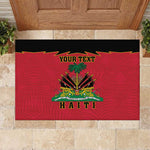 Personalized Afro-Haitians 1964 Rubber Doormat Coat Of Arms Flag Style - African Pride