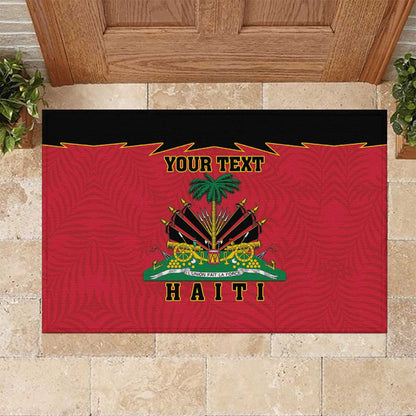 Personalized Afro-Haitians 1964 Rubber Doormat Coat Of Arms Flag Style - African Pride