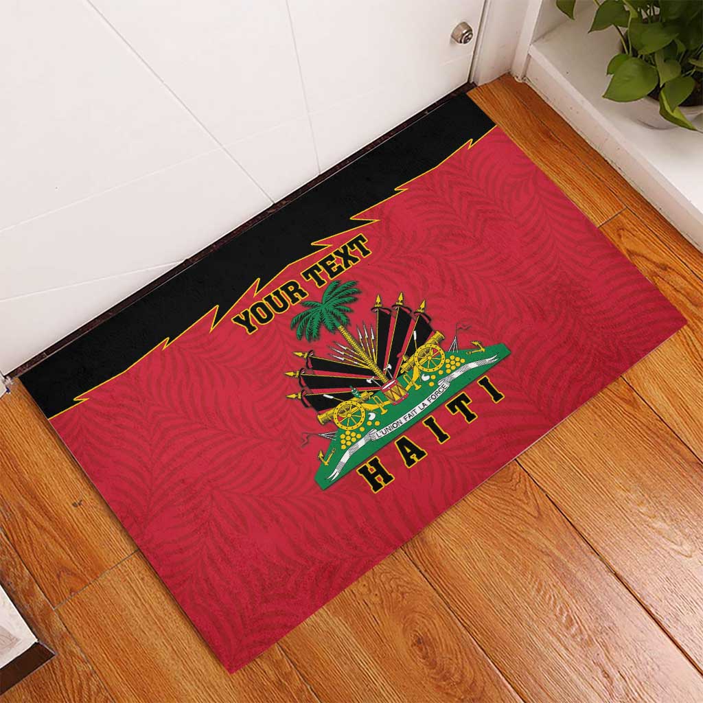 Personalized Afro-Haitians 1964 Rubber Doormat Coat Of Arms Flag Style - African Pride