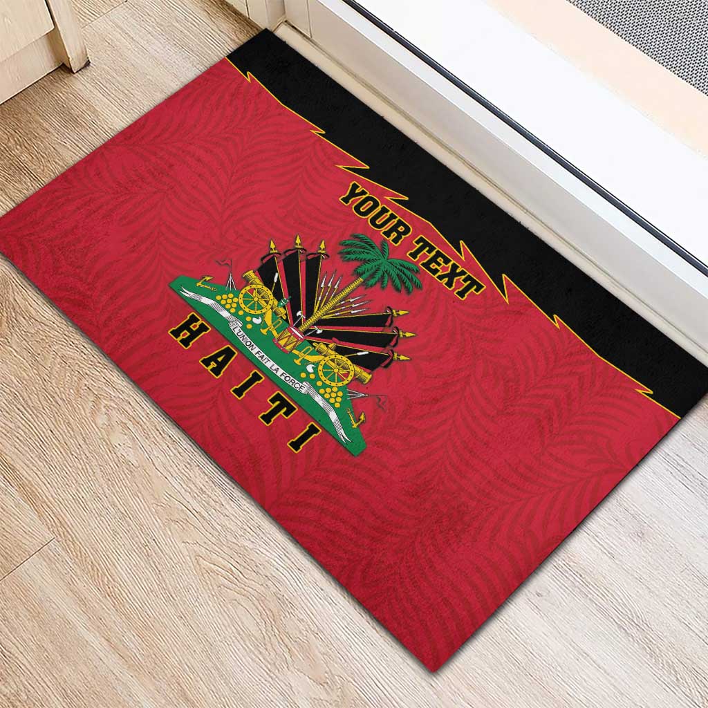 Personalized Afro-Haitians 1964 Rubber Doormat Coat Of Arms Flag Style - African Pride