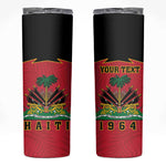 Personalized Afro-Haitians 1964 Skinny Tumbler Coat Of Arms Flag Style - African Pride
