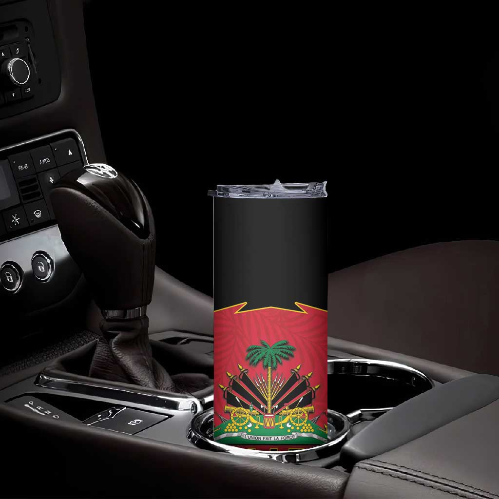 Personalized Afro-Haitians 1964 Skinny Tumbler Coat Of Arms Flag Style - African Pride