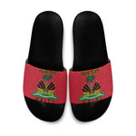Personalized Afro-Haitians 1964 Slide Sandals Coat Of Arms Flag Style
