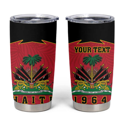 Personalized Afro-Haitians 1964 Tumbler Cup Coat Of Arms Flag Style - African Pride