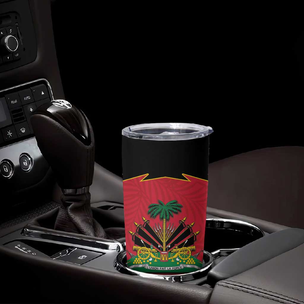 Personalized Afro-Haitians 1964 Tumbler Cup Coat Of Arms Flag Style - African Pride