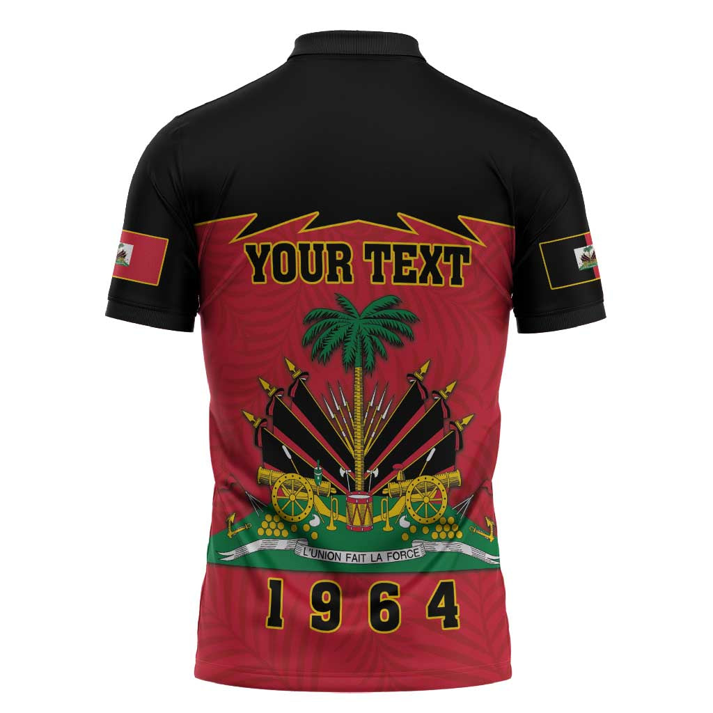 Personalized Afro-Haitians 1964 Zipper Polo Shirt Coat Of Arms Flag Style