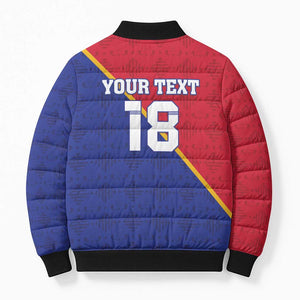 Custom Afro Haiti Football Bomber Puffer Jacket Les Grenadiers