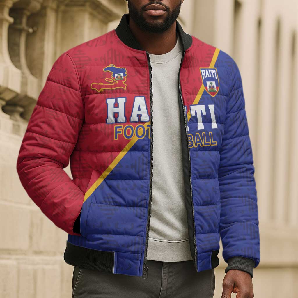 Custom Afro Haiti Football Bomber Puffer Jacket Les Grenadiers