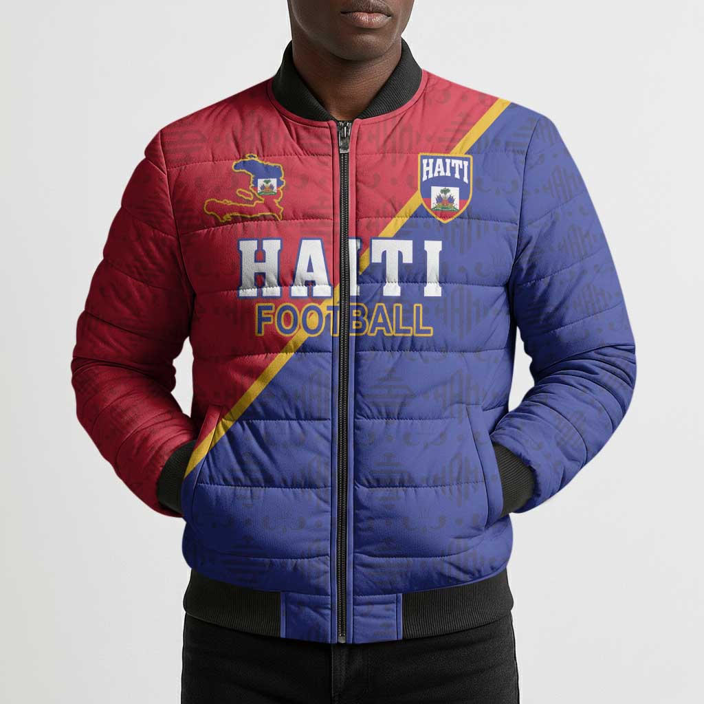 Custom Afro Haiti Football Bomber Puffer Jacket Les Grenadiers