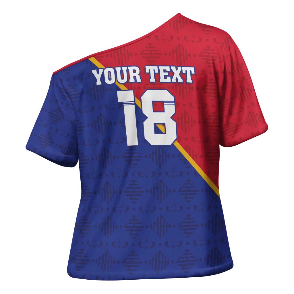 Custom Afro Haiti Football Cross Shoulder Shirt Les Grenadiers
