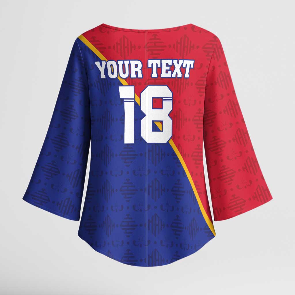 Custom Afro Haiti Football Kimono Sleeve Blouse Les Grenadiers