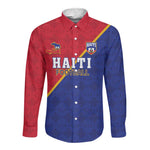 Custom Afro Haiti Football Long Sleeve Button Shirt Les Grenadiers - African Pride