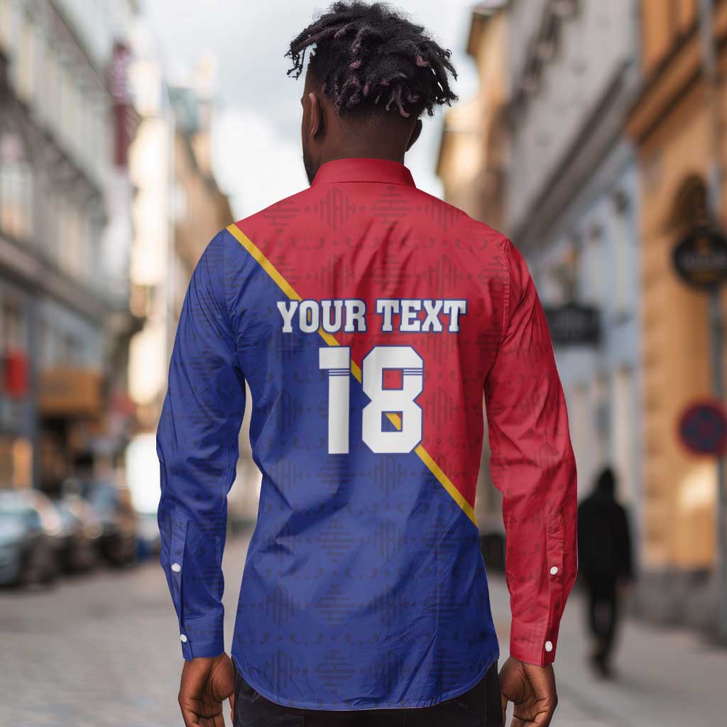 Custom Afro Haiti Football Long Sleeve Button Shirt Les Grenadiers - African Pride
