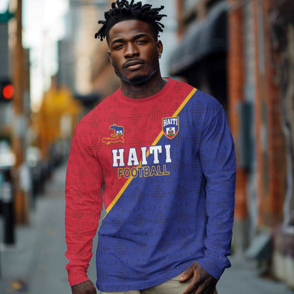 Custom Afro Haiti Football Long Sleeve Shirt Les Grenadiers - African Pride
