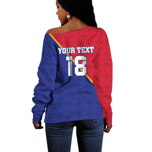 Custom Afro Haiti Football Off Shoulder Sweater Les Grenadiers - African Pride