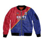 Custom Afro Haiti Football Sleeve Zip Bomber Jacket Les Grenadiers - African Pride