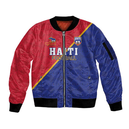 Custom Afro Haiti Football Sleeve Zip Bomber Jacket Les Grenadiers - African Pride