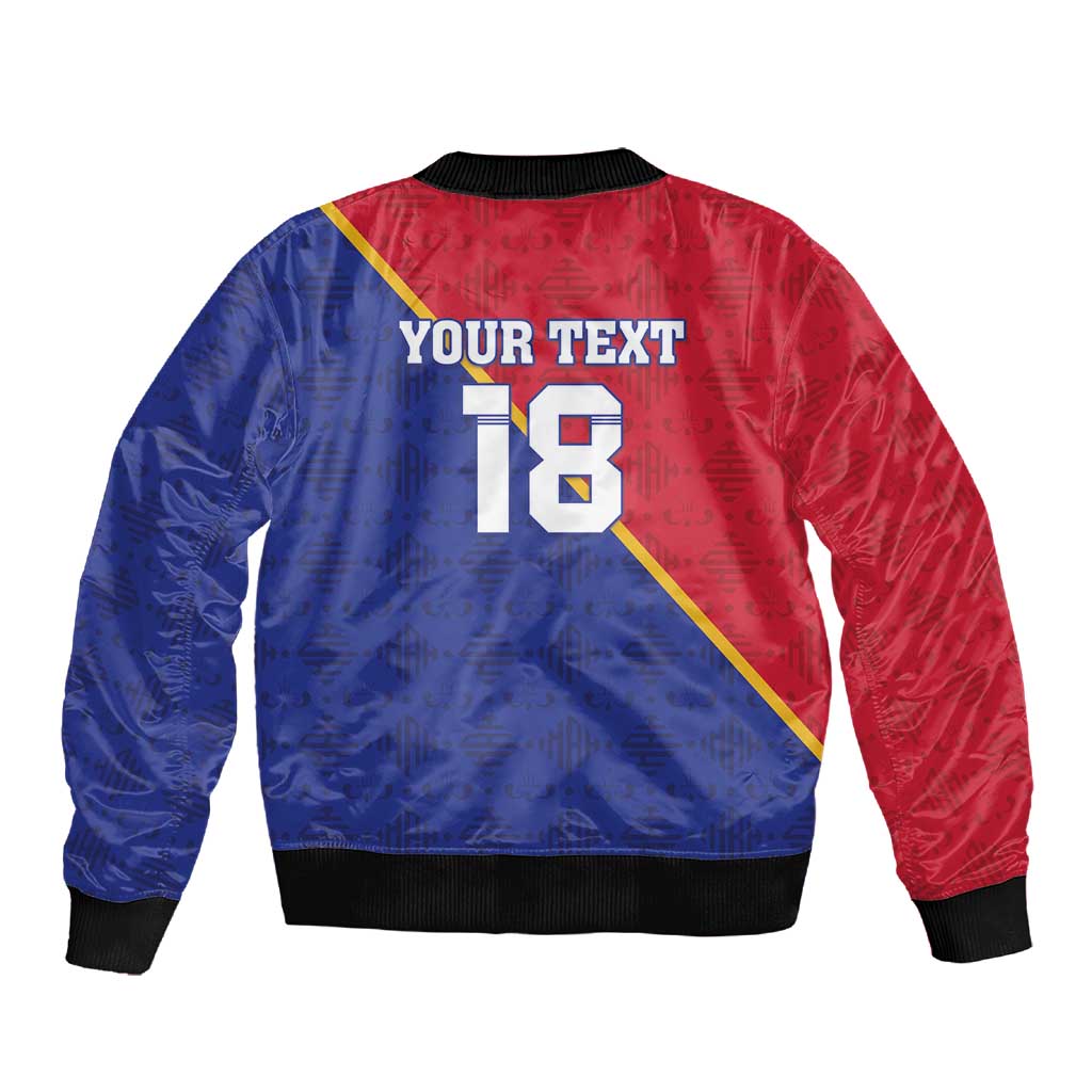 Custom Afro Haiti Football Sleeve Zip Bomber Jacket Les Grenadiers - African Pride