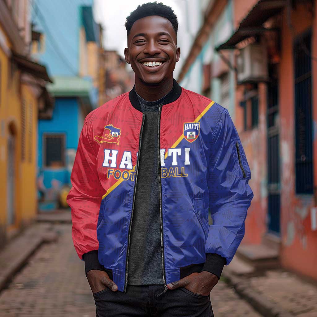 Custom Afro Haiti Football Sleeve Zip Bomber Jacket Les Grenadiers - African Pride