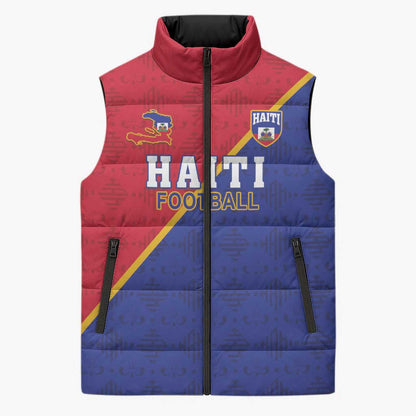 Custom Afro Haiti Football Sleeveless Puffer Jacket Les Grenadiers