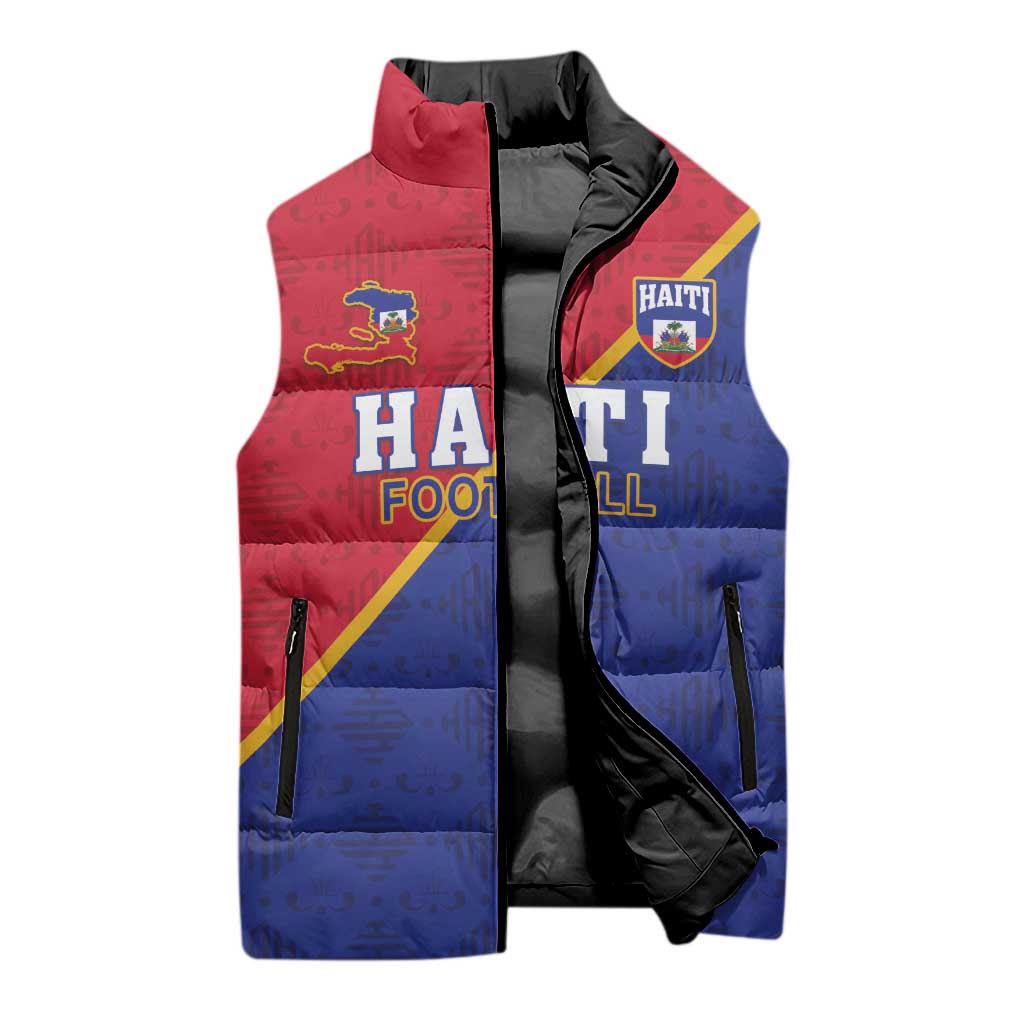 Custom Afro Haiti Football Sleeveless Puffer Jacket Les Grenadiers