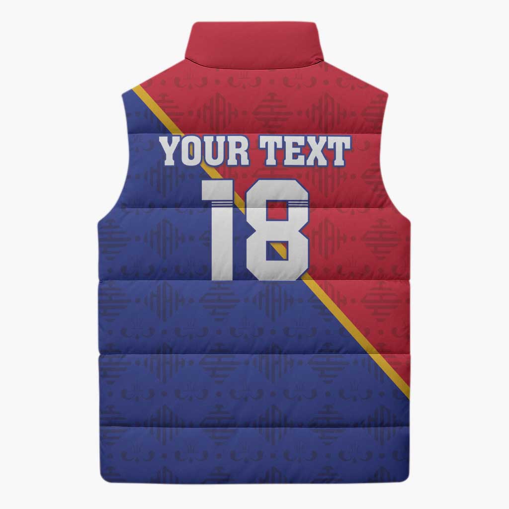 Custom Afro Haiti Football Sleeveless Puffer Jacket Les Grenadiers