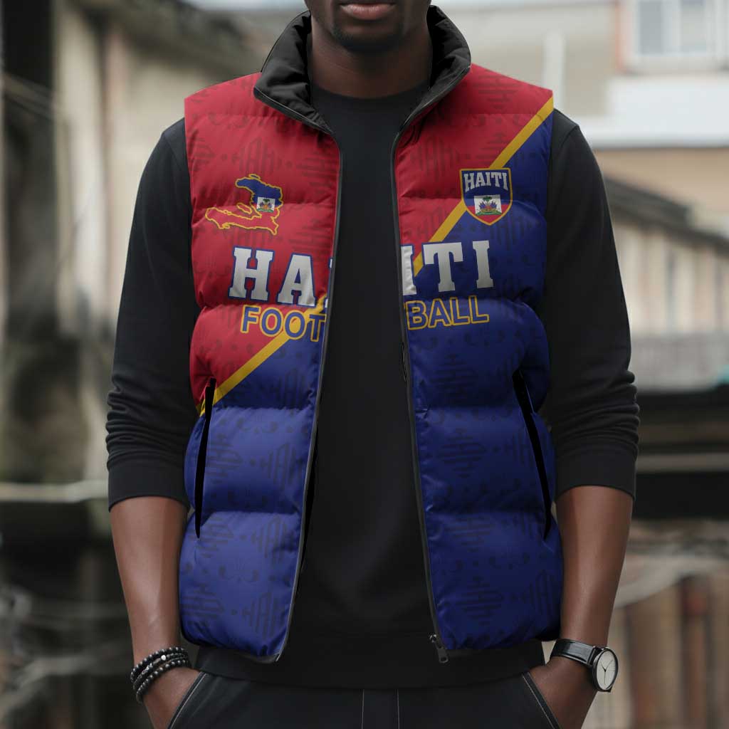Custom Afro Haiti Football Sleeveless Puffer Jacket Les Grenadiers
