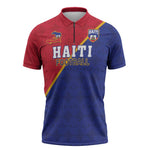 Custom Afro Haiti Football Zipper Polo Shirt Les Grenadiers