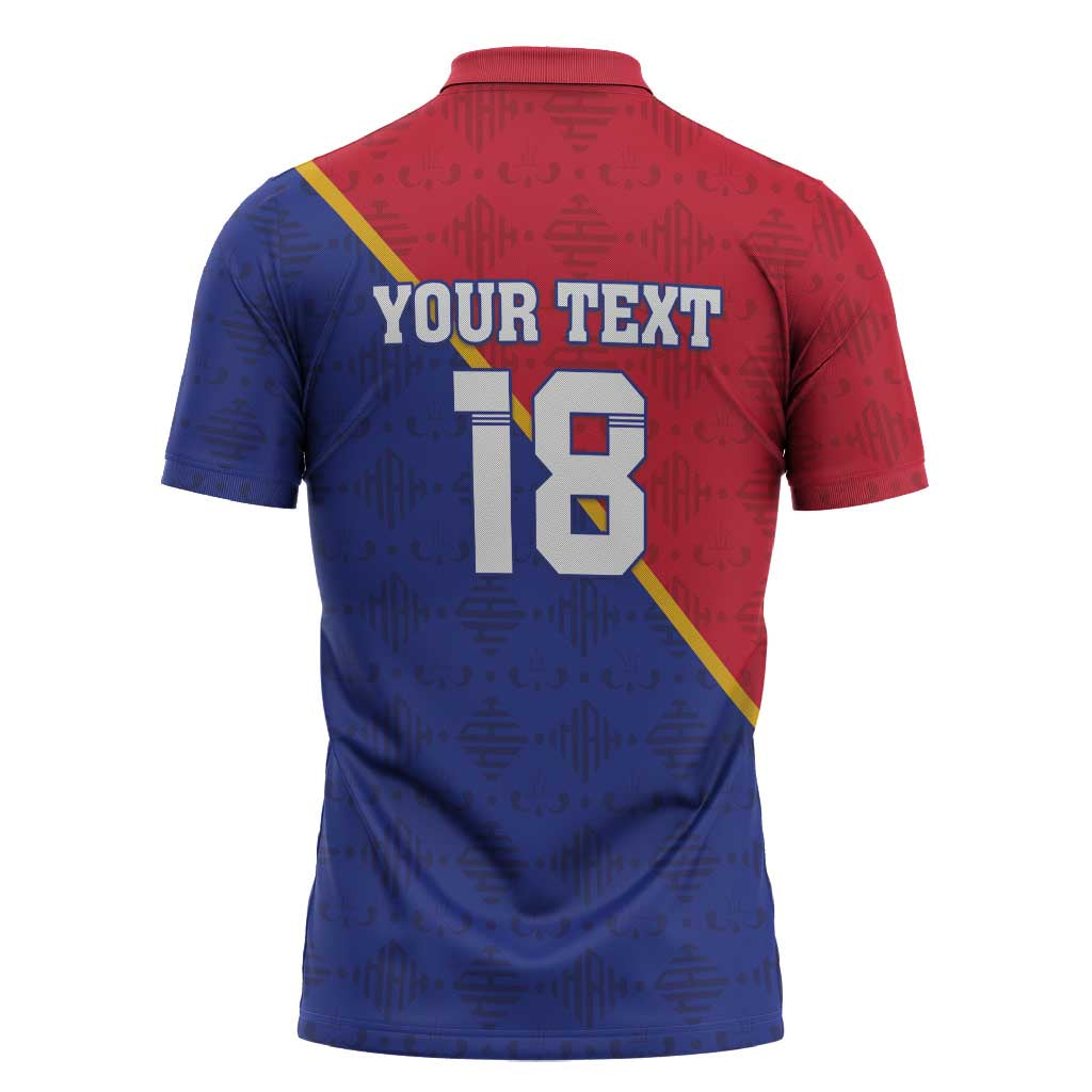 Custom Afro Haiti Football Zipper Polo Shirt Les Grenadiers